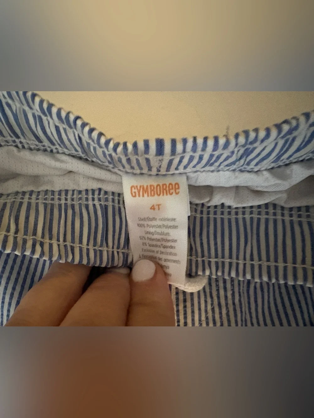 Gymboree Boys Navy and White Seersucker Swim Trunks